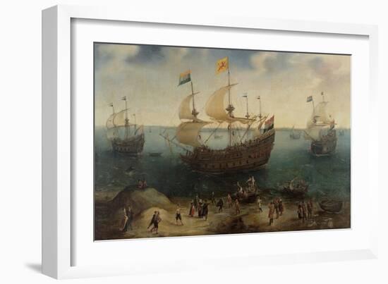 Amsterdam Four-Masted Ship De Hollandse Tuyn-Hendrik Cornelisz Vroom-Framed Art Print