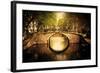 Amsterdam, Holland, Netherlands. Romantic Bridge over Canal. Old Town-Michal Bednarek-Framed Photographic Print