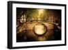 Amsterdam, Holland, Netherlands. Romantic Bridge over Canal. Old Town-Michal Bednarek-Framed Photographic Print