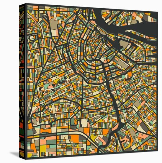 Amsterdam Map-Jazzberry Blue-Stretched Canvas