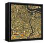 Amsterdam Map-Jazzberry Blue-Framed Stretched Canvas