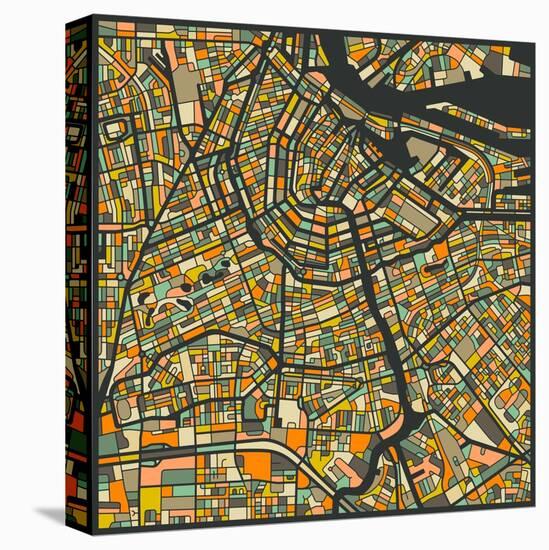 Amsterdam Map-Jazzberry Blue-Stretched Canvas