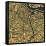 Amsterdam Map-Jazzberry Blue-Framed Stretched Canvas