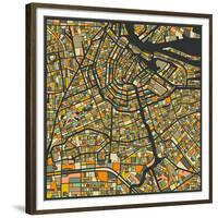 Amsterdam Map-Jazzberry Blue-Framed Premium Giclee Print