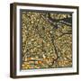 Amsterdam Map-Jazzberry Blue-Framed Art Print