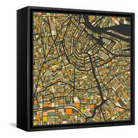 Amsterdam Map-Jazzberry Blue-Framed Stretched Canvas