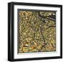 Amsterdam Map-Jazzberry Blue-Framed Art Print