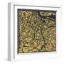 Amsterdam Map-Jazzberry Blue-Framed Art Print