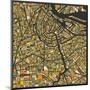 Amsterdam Map-Jazzberry Blue-Mounted Art Print