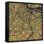 Amsterdam Map-Jazzberry Blue-Framed Stretched Canvas