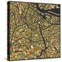 Amsterdam Map-Jazzberry Blue-Stretched Canvas