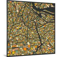 Amsterdam Map-Jazzberry Blue-Mounted Art Print