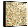 Amsterdam Map-Jazzberry Blue-Framed Stretched Canvas