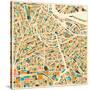 Amsterdam Map-Jazzberry Blue-Stretched Canvas