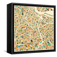 Amsterdam Map-Jazzberry Blue-Framed Stretched Canvas