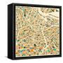 Amsterdam Map-Jazzberry Blue-Framed Stretched Canvas