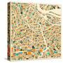 Amsterdam Map-Jazzberry Blue-Stretched Canvas