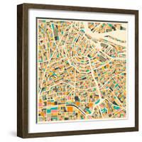 Amsterdam Map-Jazzberry Blue-Framed Art Print