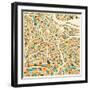 Amsterdam Map-Jazzberry Blue-Framed Art Print