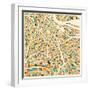 Amsterdam Map-Jazzberry Blue-Framed Art Print