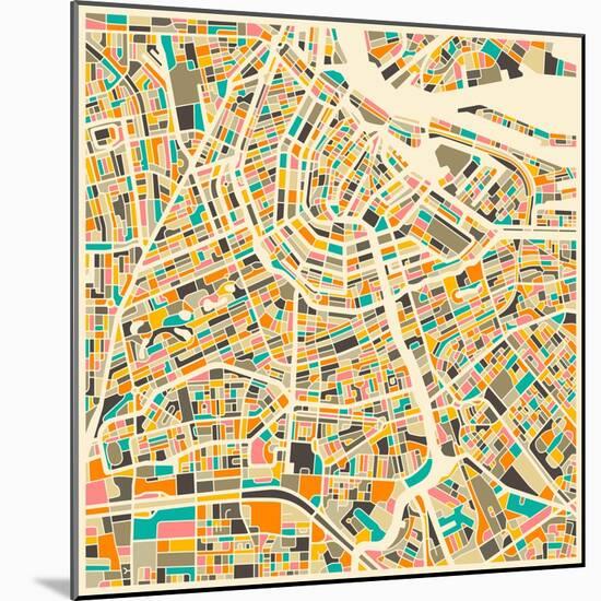 Amsterdam Map-Jazzberry Blue-Mounted Art Print