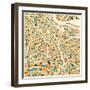 Amsterdam Map-Jazzberry Blue-Framed Premium Giclee Print