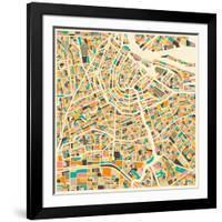 Amsterdam Map-Jazzberry Blue-Framed Art Print