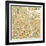 Amsterdam Map-Jazzberry Blue-Framed Art Print