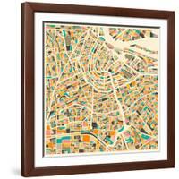 Amsterdam Map-Jazzberry Blue-Framed Art Print