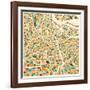 Amsterdam Map-Jazzberry Blue-Framed Art Print