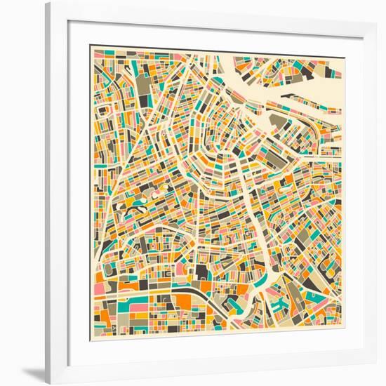 Amsterdam Map-Jazzberry Blue-Framed Art Print