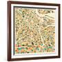 Amsterdam Map-Jazzberry Blue-Framed Art Print