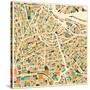 Amsterdam Map-Jazzberry Blue-Stretched Canvas