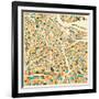 Amsterdam Map-Jazzberry Blue-Framed Premium Giclee Print