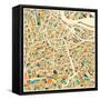 Amsterdam Map-Jazzberry Blue-Framed Stretched Canvas