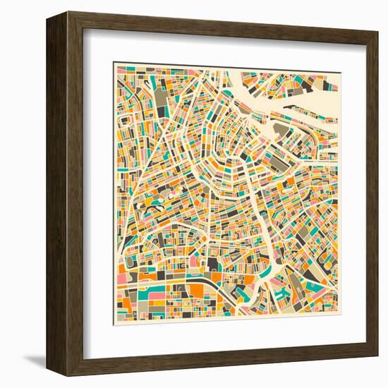 Amsterdam Map-Jazzberry Blue-Framed Art Print