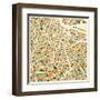 Amsterdam Map-Jazzberry Blue-Framed Art Print