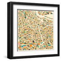 Amsterdam Map-Jazzberry Blue-Framed Art Print