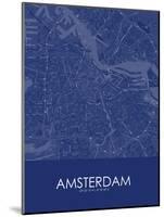 Amsterdam, Netherlands Blue Map-null-Mounted Poster