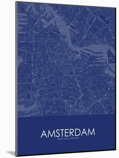 Amsterdam, Netherlands Blue Map-null-Mounted Poster