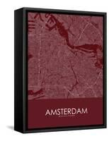 Amsterdam, Netherlands Red Map-null-Framed Stretched Canvas