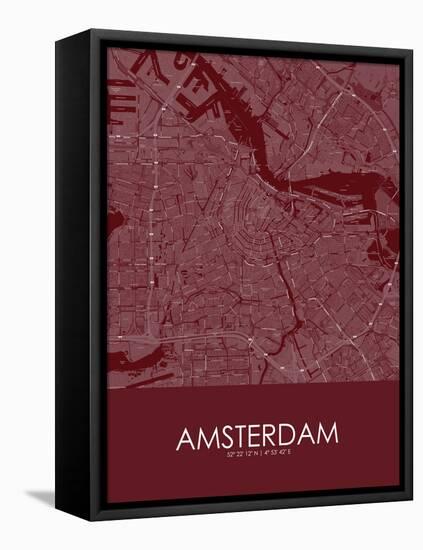 Amsterdam, Netherlands Red Map-null-Framed Stretched Canvas