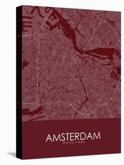 Amsterdam, Netherlands Red Map-null-Stretched Canvas