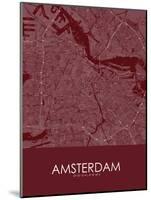 Amsterdam, Netherlands Red Map-null-Mounted Poster