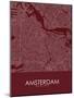 Amsterdam, Netherlands Red Map-null-Mounted Poster