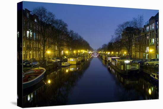 Amsterdam, New Prinsengracht, Houseboats-Torsten Elger-Stretched Canvas