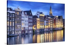 Amsterdam Old City at Night with the Oude Church-George Oze-Stretched Canvas