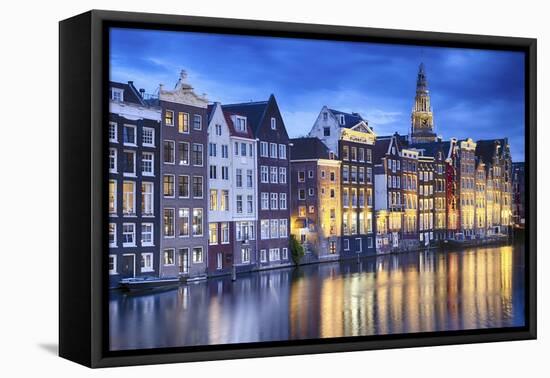 Amsterdam Old City at Night with the Oude Church-George Oze-Framed Stretched Canvas