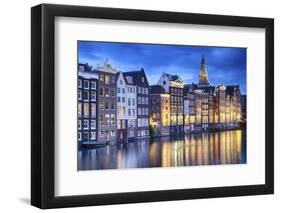 Amsterdam Old City at Night with the Oude Church-George Oze-Framed Photographic Print