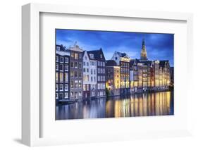 Amsterdam Old City at Night with the Oude Church-George Oze-Framed Photographic Print